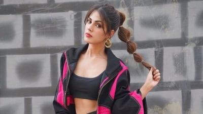 Rhea Chakraborty has worked in films such as Jalebi in 2018 and YRF's Bank Chor (2017). In 2023, she posted this photo of her look and wrote, "Stop and stare." 