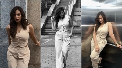 Shweta Tiwari took the waistcoat and pants combination out of the boardroom and wore the style statement in a stylish beige shade for a photoshoot. Her ensemble is a great sartorial pick for dinner dates. She glammed the look with kitten heels, gold bracelets, and side-parted open wavy tresses.&nbsp; (Instagram)