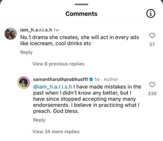 Samantha responded to a comment under her post. Samantha responded to a comment under her post.