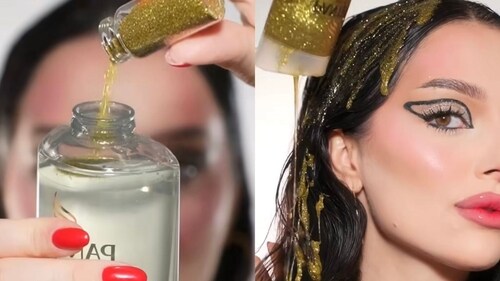 Despite the allure of sparkly locks, Vij warns against long-term use. “The glitter in products like gels or sprays can melt or break down in the hair, especially when it is left over or exposed to heat." Despite the allure of sparkly locks, Vij warns against long-term use. “The glitter in products like gels or sprays can melt or break down in the hair, especially when it is left over or exposed to heat."