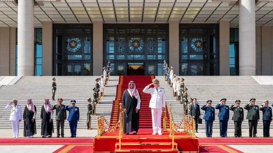 China’s Defence Minister Dong Jun (right) with his Saudi counterpart Prince Khalid bin Salman on June 25 (Photo: X/@modgovksa)