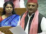 SP chief Akhilesh Yadav in Lok Sabha. SP chief Akhilesh Yadav in Lok Sabha.