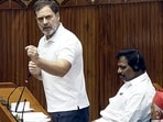 Leader of Opposition in the Lok Sabha Rahul Gandhi speaks in the House during the ongoing Parliament session in New Delhi.