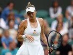 Czech Republic's Marketa Vondrousova reacts during her first round match against Spain's Jessica Bouzas Maneiro 