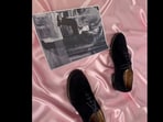 Snapshot of the blue suede shoes worn by Elvis Presley. 
