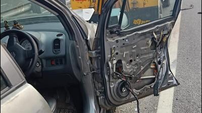 A view of the car after it was hit by the speeding vehicle. (HT) A view of the car after it was hit by the speeding vehicle. (HT)
