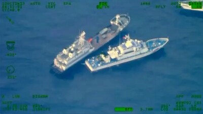 This image released by the Armed Forces of the Philippines, shows a Chinese militia vessel, top, near Philippine coast guard vessel BRP Cabra as they approach Second Thomas Shoal, locally called Ayungin Shoal, at the disputed South China Sea. (File image). (AP) This image released by the Armed Forces of the Philippines, shows a Chinese militia vessel, top, near Philippine coast guard vessel BRP Cabra as they approach Second Thomas Shoal, locally called Ayungin Shoal, at the disputed South China Sea. (File image). (AP)