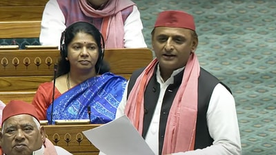 SP chief Akhilesh Yadav in Lok Sabha. (Sansad TV)