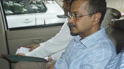 Arvind Kejriwal being taken to a court on Saturday. (PTI) Arvind Kejriwal being taken to a court on Saturday. (PTI)