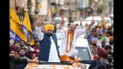 Chief Minister Bhagwant Mann on Tuesday held three back-to-back roadshows in Jalandhar West constituency for party candidate Mohinder Bhagat