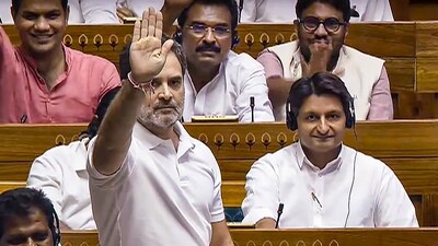 Lok Sabha LoP Rahul Gandhi speaks in the House during the ongoing Parliament session in New Delhi on July 1, 2024. (PTI) Lok Sabha LoP Rahul Gandhi speaks in the House during the ongoing Parliament session in New Delhi on July 1, 2024. (PTI)