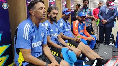 India head coach Rahul Dravid gives farewell speech on last day in the dressing room India head coach Rahul Dravid gives farewell speech on last day in the dressing room