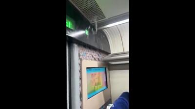 Video grab shows water dripping from the roof of one of India’s premium trains the Vande Bharat Express. (Sourced)