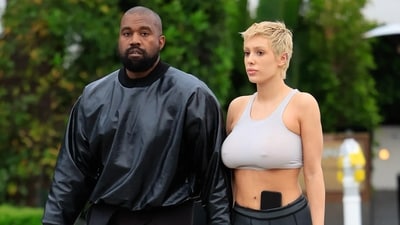 Kanye West with his wife Bianca Censori. Kanye West with his wife Bianca Censori.