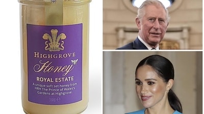 King Charles has released his Highgrove Royal Estate Honey, an opulent product generated by bees on his personal property. This appears to be an anti-Meghan move. (AP/X) King Charles has released his Highgrove Royal Estate Honey, an opulent product generated by bees on his personal property. This appears to be an anti-Meghan move. (AP/X)