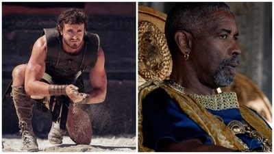 Paul Mescal and Denzel Washington in a still from Gladiator 2. Paul Mescal and Denzel Washington in a still from Gladiator 2.