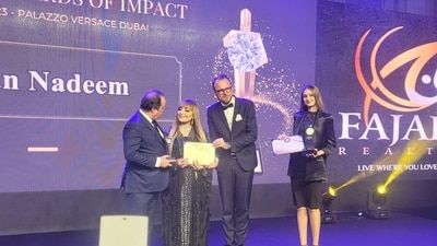 The renowned Real Estate tycoon from Dubai Kiran Khawaja receiving awards from former French President François Hollande The renowned Real Estate tycoon from Dubai Kiran Khawaja receiving awards from former French President François Hollande