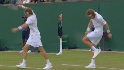 Andrey Rublev during his moment of rage Andrey Rublev during his moment of rage