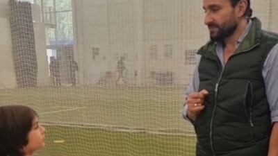 Saif Ali Khan tells son Taimur Ali Khan about their family's cricket history Saif Ali Khan tells son Taimur Ali Khan about their family's cricket history