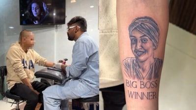 Chandrika Gera Dixit's tattoo on man's hands. (Instagram/@MaheshChavan) Chandrika Gera Dixit's tattoo on man's hands. (Instagram/@MaheshChavan)