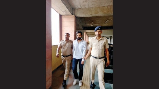 The accused, Sawan Bhatti, was presented in court on Tuesday and sent to judicial custody. He works as a gym trainer in Mohali and resides in Sector, Chandigarh, 49 with a live-in partner, said police. (HT )