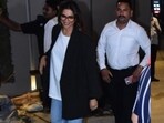 Deepika Padukone and Ranveer Singh outside a movie theatre in Mumbai. Deepika Padukone and Ranveer Singh outside a movie theatre in Mumbai.