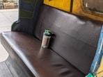 The forgotten protein shake bottle in an auto in Bengaluru.
