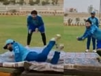 A video went viral on social media, where a few Pakistan players were seen doing fielding drills. A video went viral on social media, where a few Pakistan players were seen doing fielding drills.