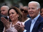 US President Joe Biden claps hands next to US Vice-President Kamala Harris. (Reuters)