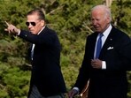 U.S. President Joe Biden, his son Hunter Biden and first lady Jill Biden walk from Marine One at Fort McNair in Washington, U.S. July 1, 2024. 