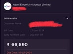 Snapshot of the bill received by the person. 