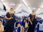 The woman was seen dancing on an IndiGo flight. The woman was seen dancing on an IndiGo flight.