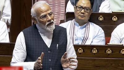 Prime Minister Narendra Modi speaks in the Rajya Sabha on the Motion of Thanks to the President's Address. (ANI) Prime Minister Narendra Modi speaks in the Rajya Sabha on the Motion of Thanks to the President's Address. (ANI)