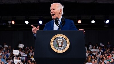 Biden and Harris made a surprise appearance on a Democratic National Committee call, according to three people familiar with the matter who were given anonymity to discuss the private conversation. (Bloomberg) Biden and Harris made a surprise appearance on a Democratic National Committee call, according to three people familiar with the matter who were given anonymity to discuss the private conversation. (Bloomberg)
