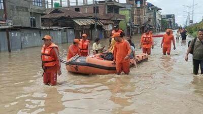 NDRF pressed into service following flood situation in Maniour (HT Photo/Sources) NDRF pressed into service following flood situation in Maniour (HT Photo/Sources)