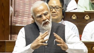 Prime Minister Narendra Modi replies to the Motion of Thanks on the President's Address in the Rajya Sabha during the ongoing Parliament session, in New Delhi. (PTI) Prime Minister Narendra Modi replies to the Motion of Thanks on the President's Address in the Rajya Sabha during the ongoing Parliament session, in New Delhi. (PTI)