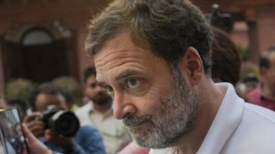 Rahul Gandhi in Parliament on Tuesday. (PTI Photo) Rahul Gandhi in Parliament on Tuesday. (PTI Photo)