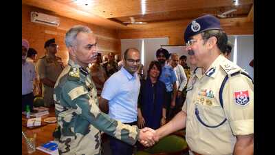 Senior officials during a meeting in Pathankot.