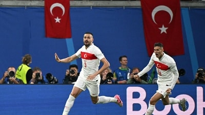 Turkey's defender #03 Merih Demiral (L) celebrates after scoring the opening goal during the UEFA Euro 2024 round of 16 football match against Austria (AFP) Turkey's defender #03 Merih Demiral (L) celebrates after scoring the opening goal during the UEFA Euro 2024 round of 16 football match against Austria (AFP)