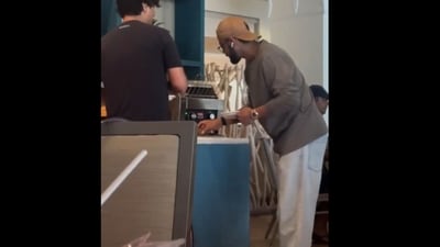 Virat Kohli was spotted getting breakfast at a hotel in Barbados. (X/@wrognxvirat) Virat Kohli was spotted getting breakfast at a hotel in Barbados. (X/@wrognxvirat)