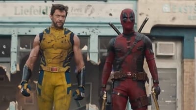 Hugh Jackman and Ryan Reynolds in a still from the Deadpool & Wolverine trailer, Hugh Jackman and Ryan Reynolds in a still from the Deadpool & Wolverine trailer,