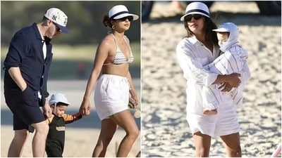 Priyanka Chopra, Nick Jonas, and Malti spend quality time at the beach. (Instagram) Priyanka Chopra, Nick Jonas, and Malti spend quality time at the beach. (Instagram)