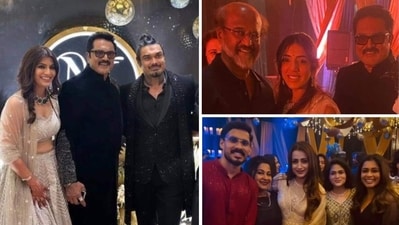 Rajinikanth and Trisha Krishnan attended Varalaxmni Sarathkumar's wedding. Rajinikanth and Trisha Krishnan attended Varalaxmni Sarathkumar's wedding.