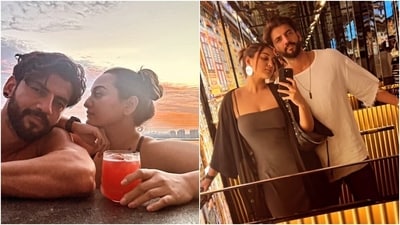 Sonakshi Sinha and Zaheer Iqbal are enjoying their honeymoon after a lowkey wedding in Mumbai. Sonakshi posted a bunch of pictures on Instagram. The photos show the couple enjoying a picturesque sunset, swimming in the pool, and dressing up for a date night. (Instagram) Sonakshi Sinha and Zaheer Iqbal are enjoying their honeymoon after a lowkey wedding in Mumbai. Sonakshi posted a bunch of pictures on Instagram. The photos show the couple enjoying a picturesque sunset, swimming in the pool, and dressing up for a date night. (Instagram)