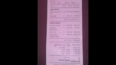 Snapshot of the bill received by the man while he was on a date. (Reddit) Snapshot of the bill received by the man while he was on a date. (Reddit)