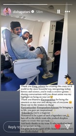 A screengrab of Disha Patani's Instagram stories. A screengrab of Disha Patani's Instagram stories.