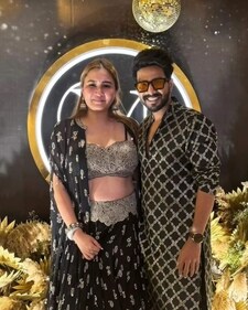 Jwala Gutta arrived with her husband Vishnu Vishal at Varalaxmi Sarathkumar's wedding. Jwala Gutta arrived with her husband Vishnu Vishal at Varalaxmi Sarathkumar's wedding.