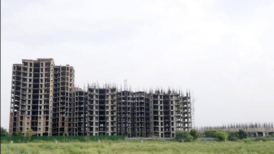 A view of an incomplete Unitech housing project in Sector 113, Noida. (HT Archive)