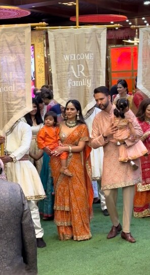 Isha Ambani and family posed for pictures together.(HT Photos/Varinder Chawla)