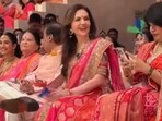 Nita Ambani, Anant Ambani and Radhika Merchant at the Mameru event in Antilia. Nita Ambani, Anant Ambani and Radhika Merchant at the Mameru event in Antilia.